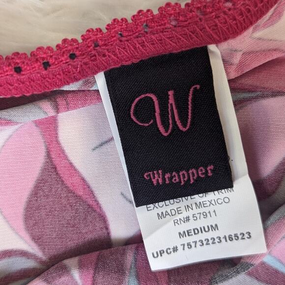 Y2K Vintage Wrapper Jersey Knit Abstract Floral Print Skirt Pink and Black M - Picture 4 of 11